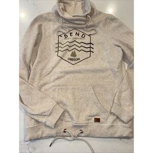 TECHSTYLES Bend Oregon Outdoor Sweatshirt Womens‎ L Cowl Neck Heather Oatmeal